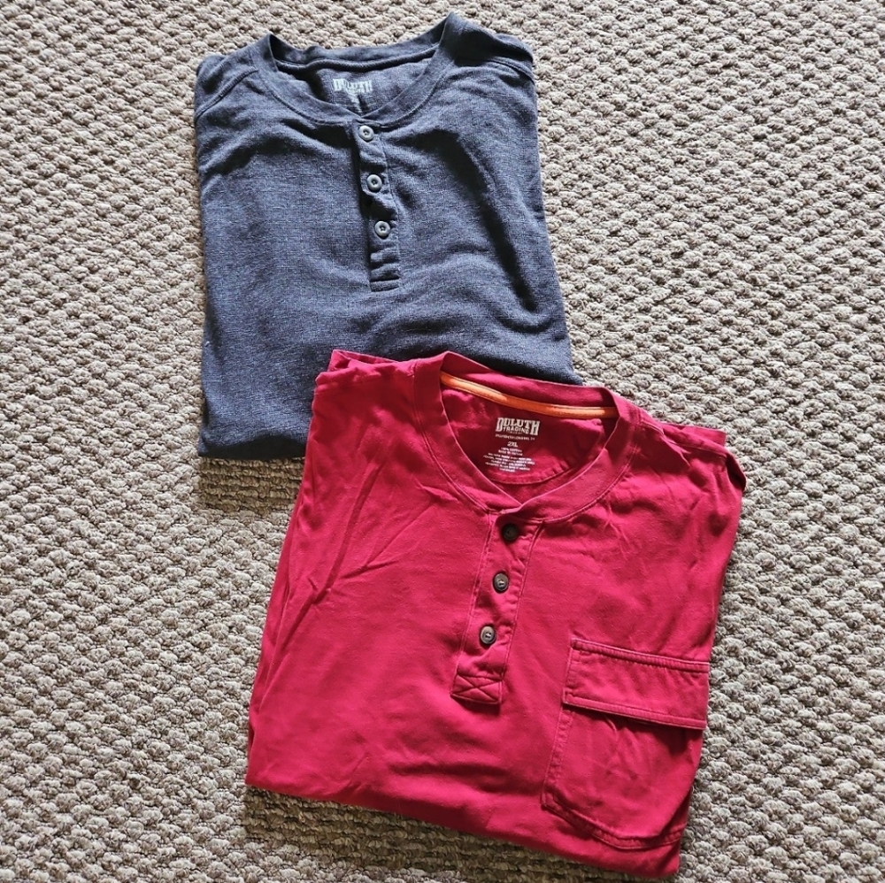Men's Duluth Henley Shirts Size 2XL